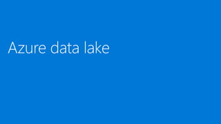 Azure Data Lake
Big Data made easy
Analytics on any data,
any size
Easier and more
productive for all users Enterprise-rea...