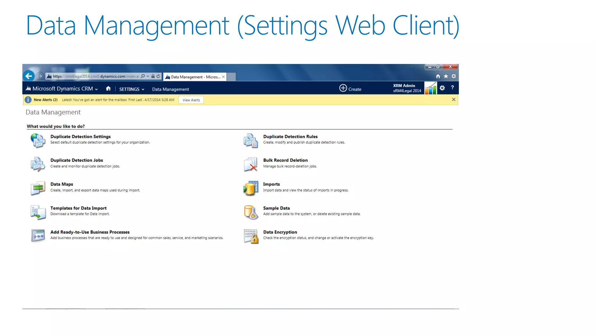 Data Management (Settings Web Client)
 
