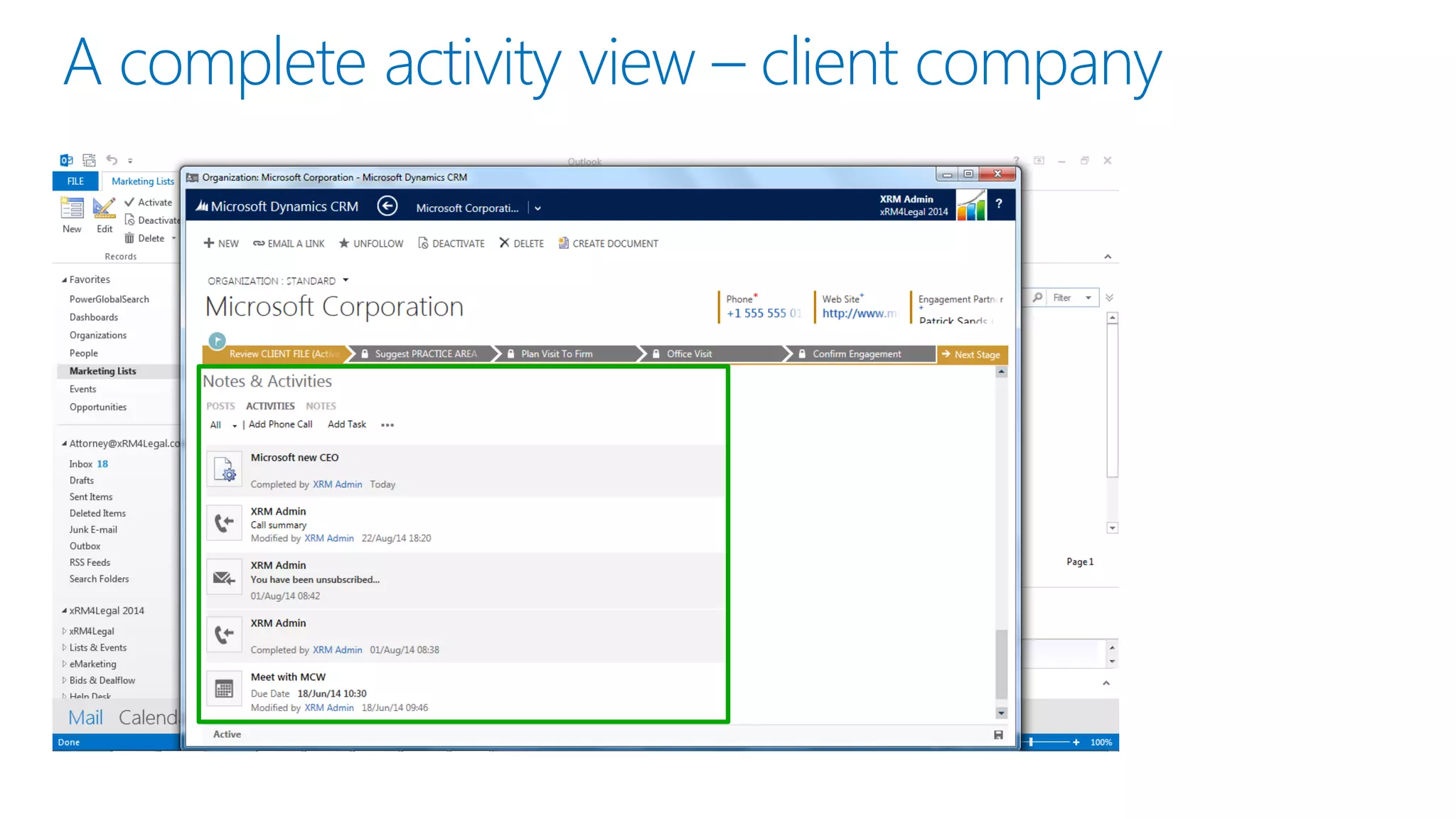 A complete activity view – client company
 