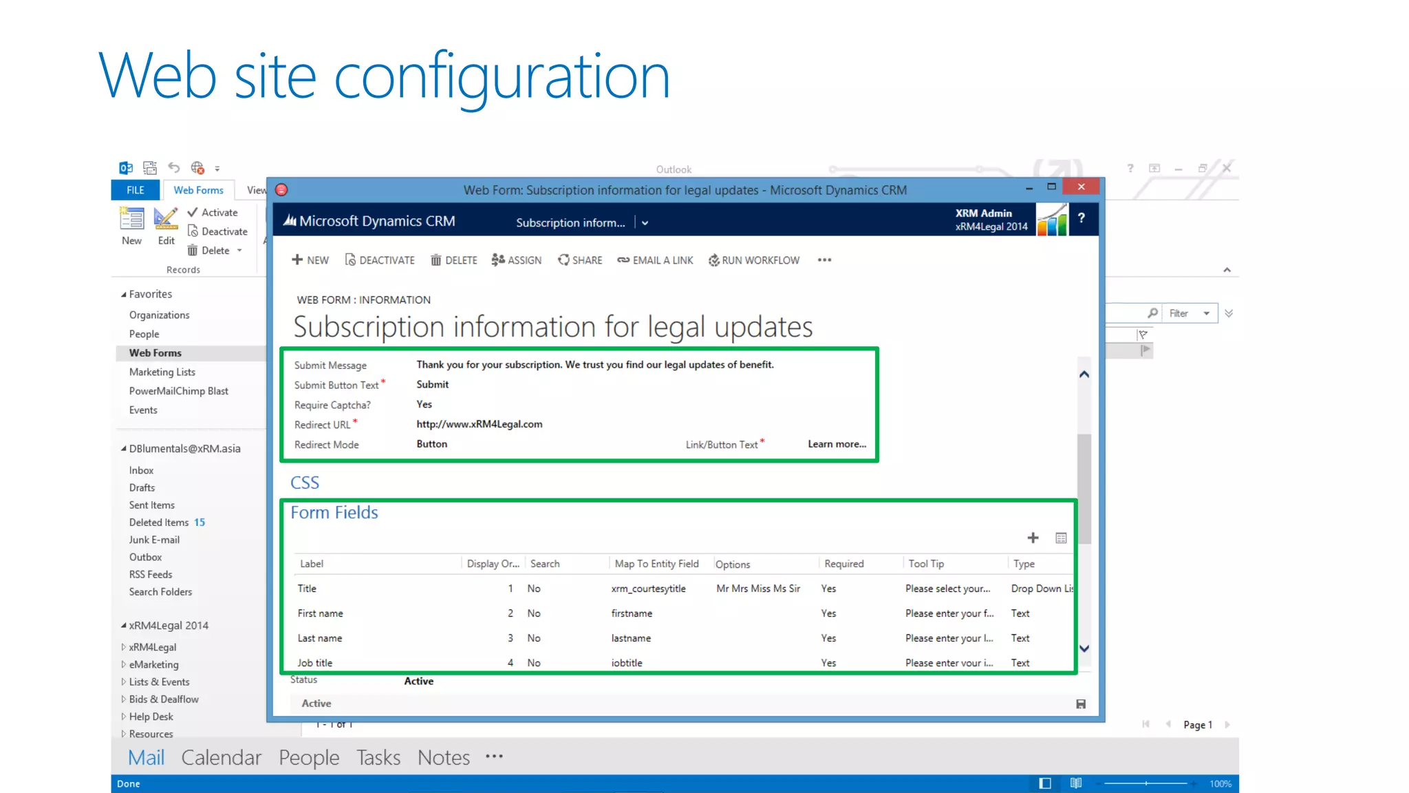 Web site configuration
 