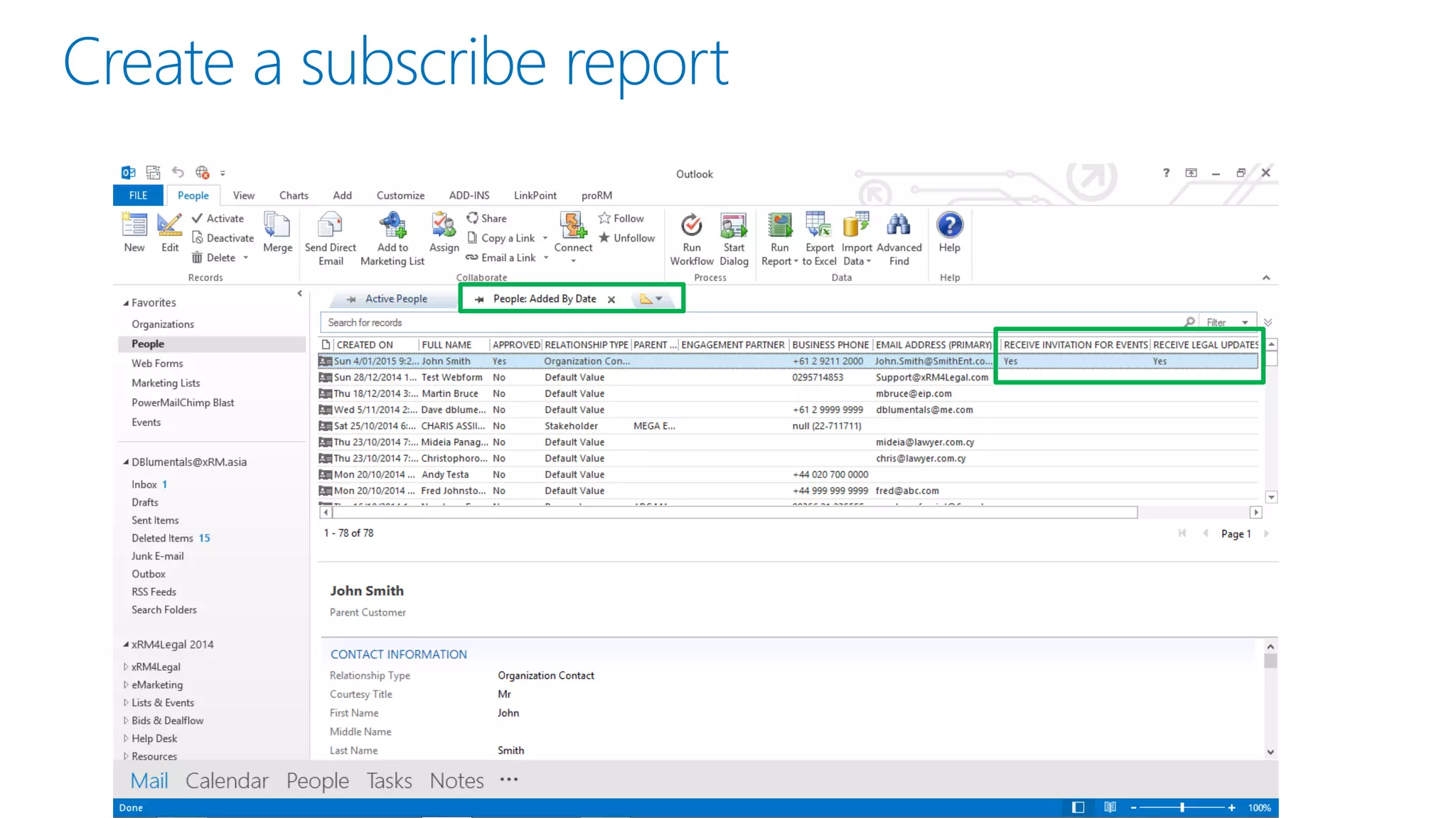 Create a subscribe report
 