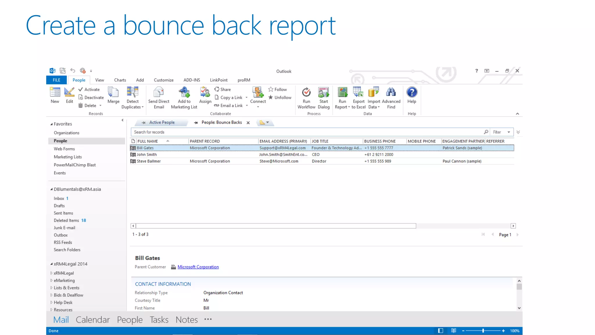 Create a bounce back report
 