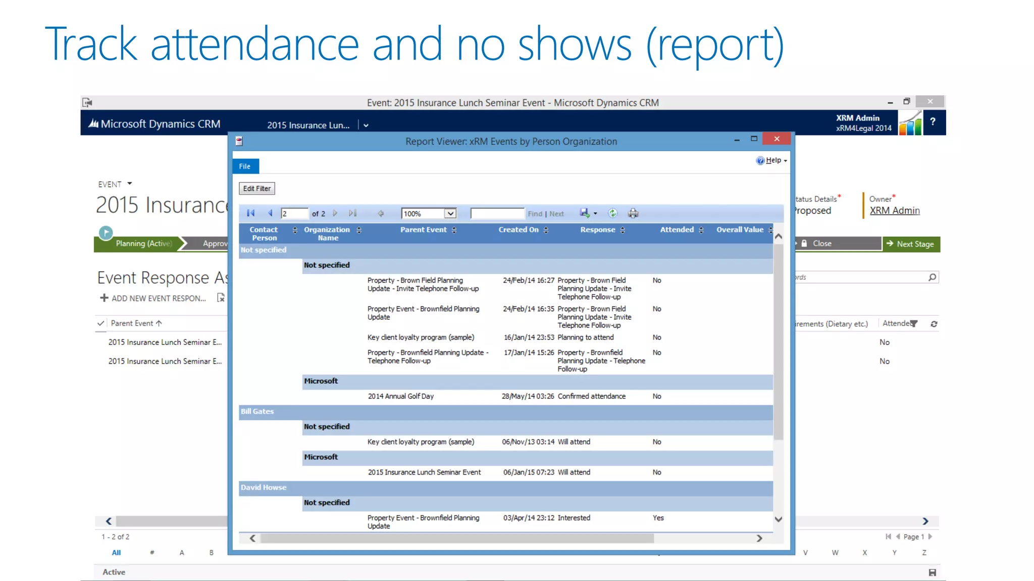 Track attendance and no shows (report)
 