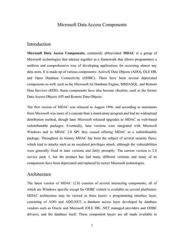 Microsoft data access components