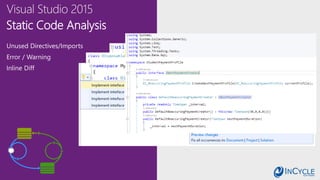 Static Code Analysis
Unused Directives/Imports
Error / Warning
Inline Diff
 