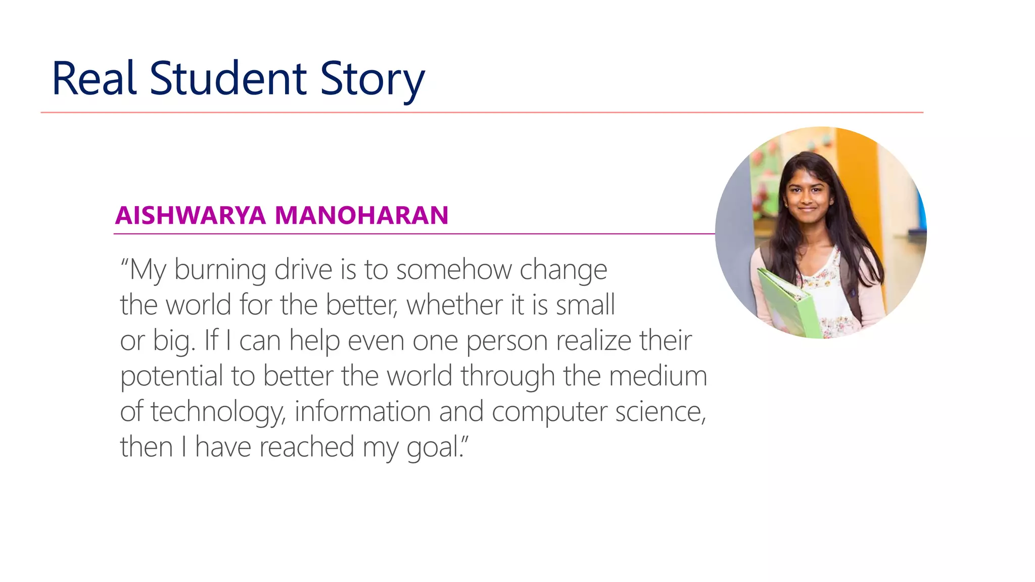 AISHWARYA MANOHARAN
Real Student Story
 