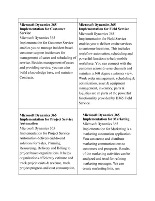 Microsoft dynamics 365 implementations | PDF