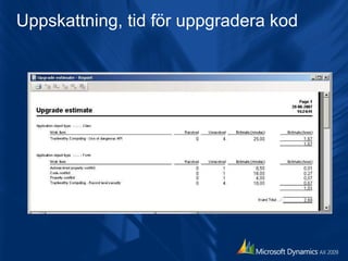 Uppskattning, tid för uppgradera kod  
