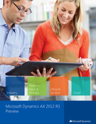 Microsoft Dynamics AX 2012 R3
Preview
Modern
Apps &
Mobility
Lifecycle
ServicesIndustry Cloud
 