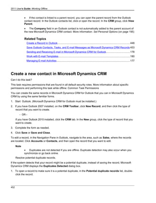 Microsoft dynamics crm 2011 user's guide