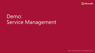 Copyright © 2015 http://missdynamicscrm.blogspot.com
Demo:
Service Management
 