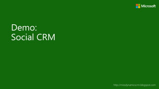 Copyright © 2015 http://missdynamicscrm.blogspot.com
Demo:
Social CRM
 