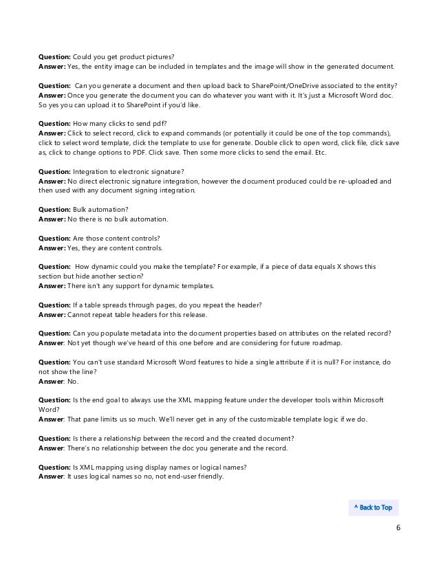 question and answer templates