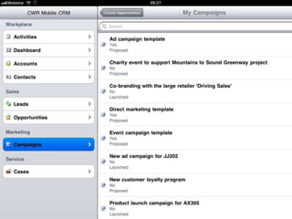 Microsoft Dynamics CRM dashboards on iPad