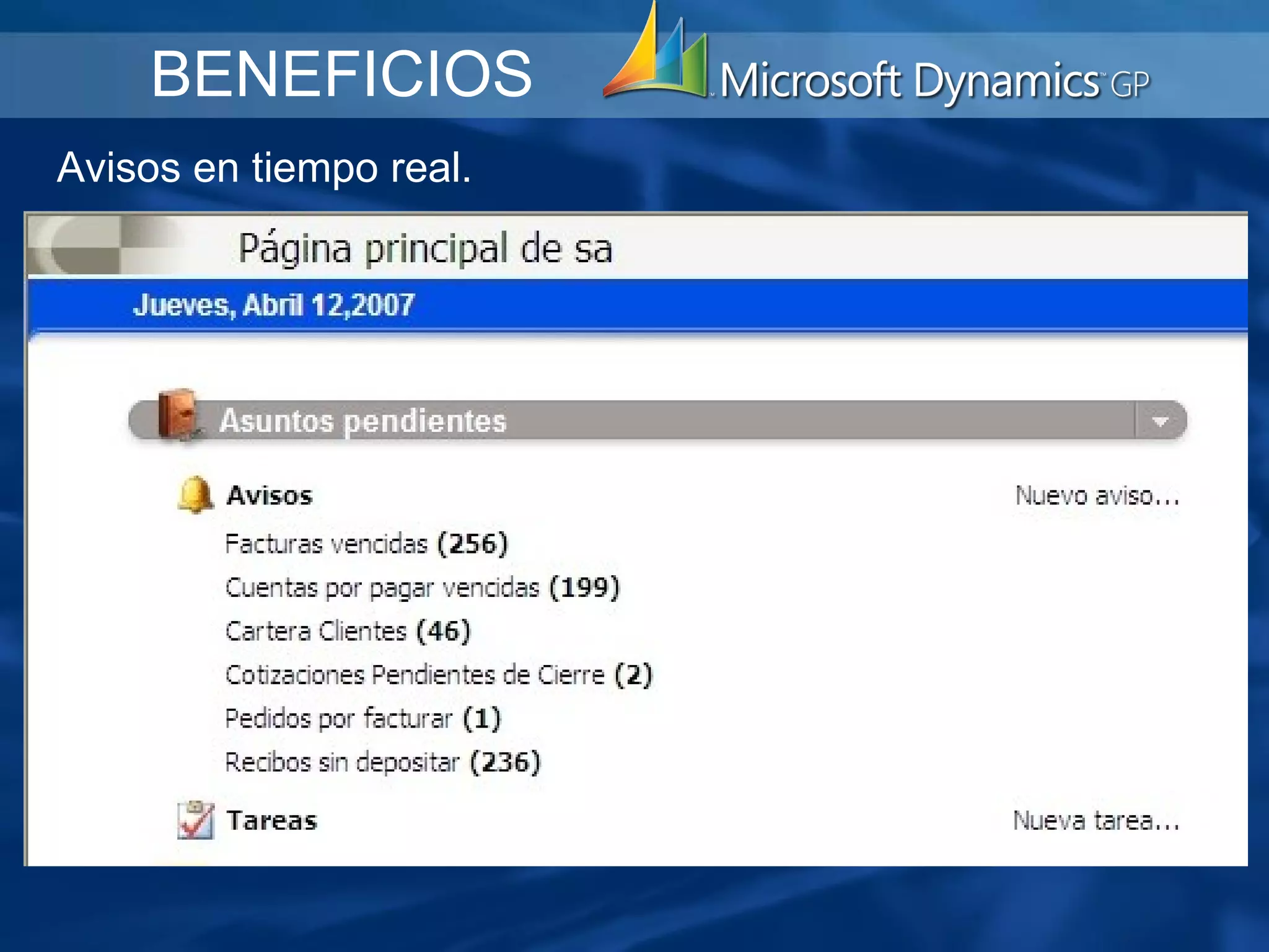 BENEFICIOS Avisos en tiempo real. 