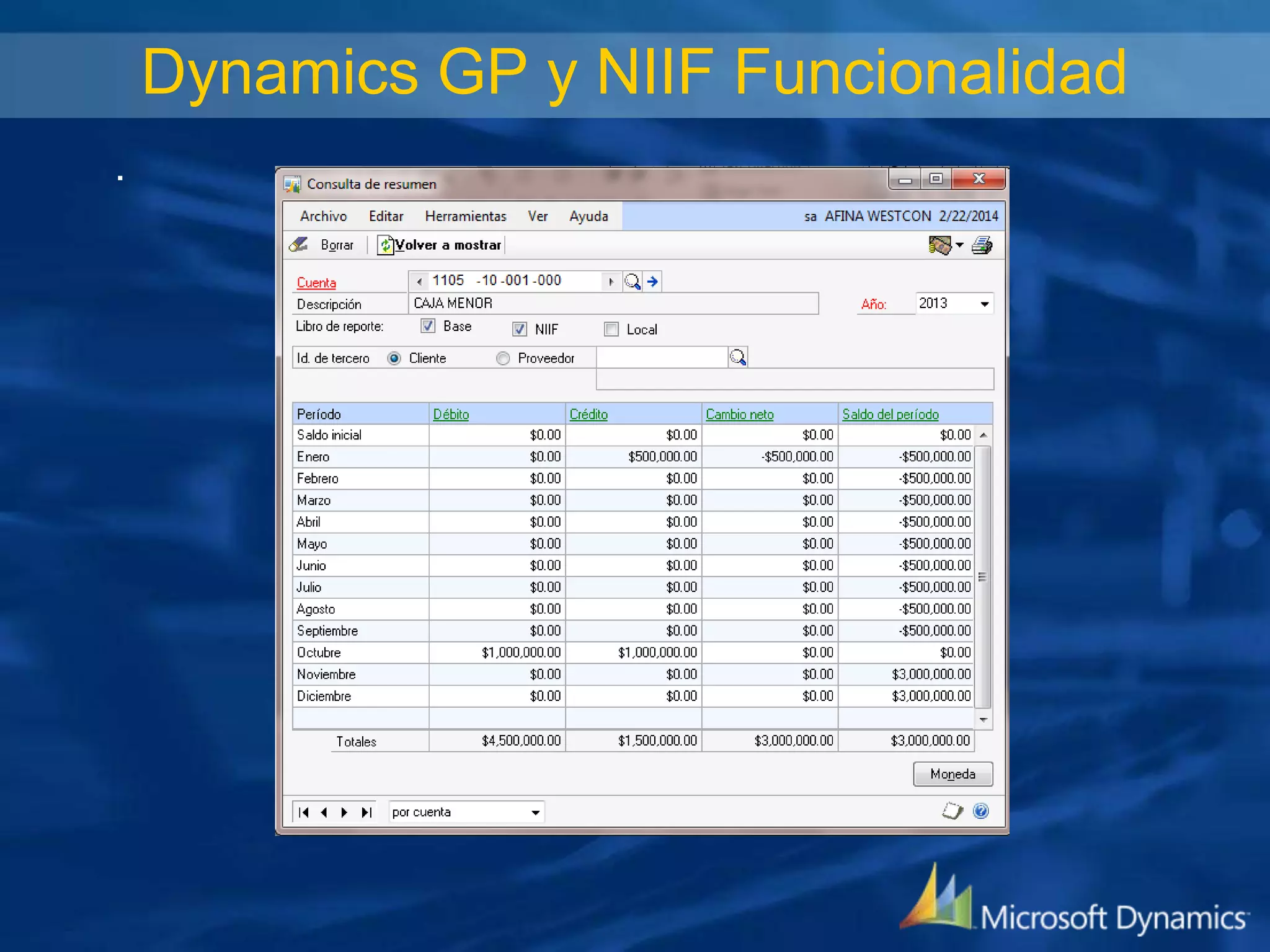 Dynamics GP y NIIF Funcionalidad
.

 
