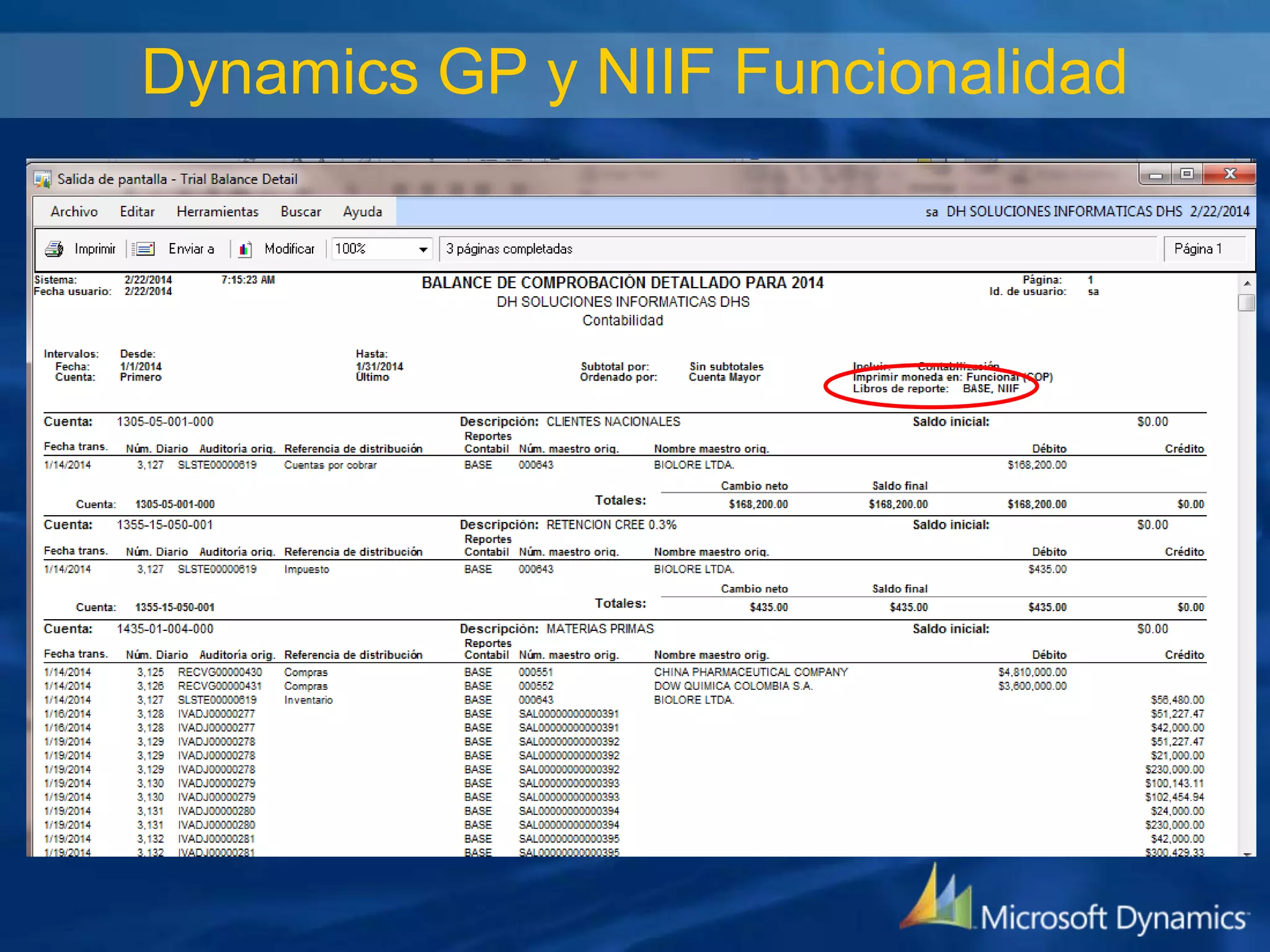Dynamics GP y NIIF Funcionalidad

 
