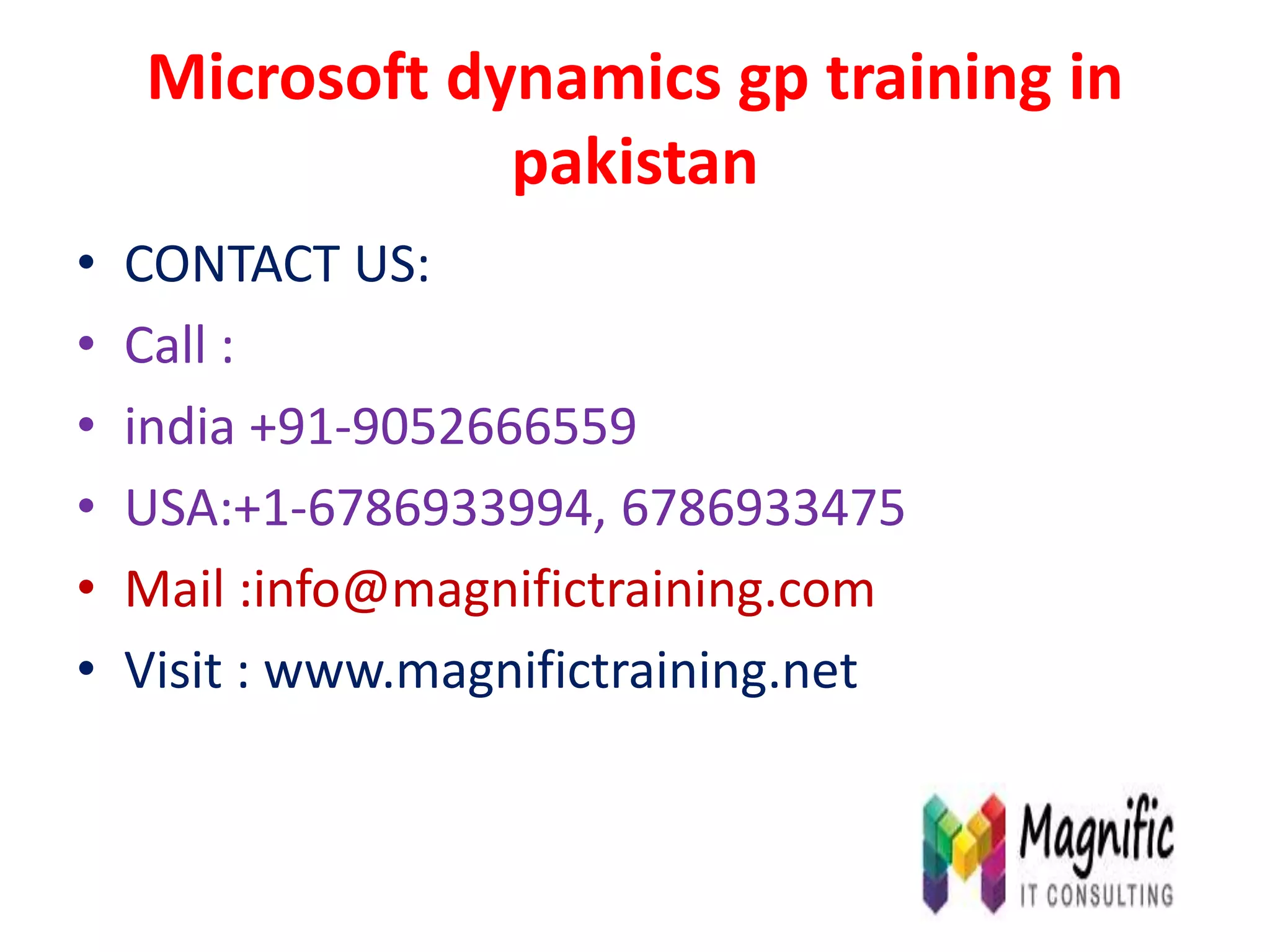 Microsoft dynamics gp training in pakistan | PPT