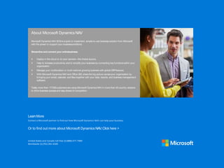 Microsoft Dynamics Nav 2016 product overview and capabilities guide | PPTX