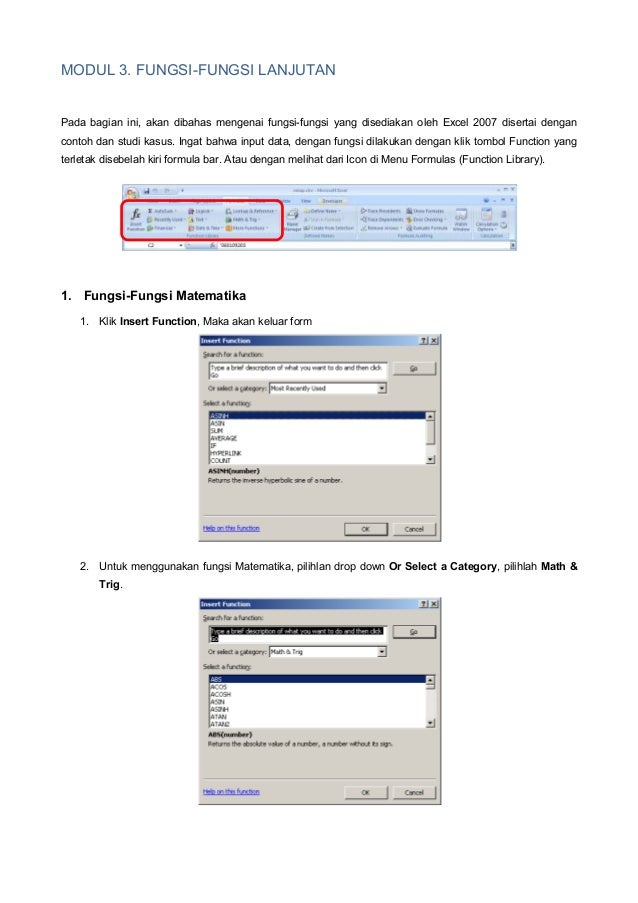 modul pembelajaran microsoft excel tingkat mahir
