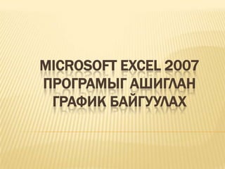 MICROSOFT EXCEL 2007 ПРОГРАМЫГ АШИГЛАН ГРАФИК БАЙГУУЛАХ  