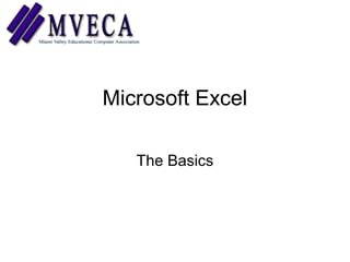 Microsoft Excel
The Basics
 