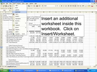 Insert an additional
worksheet inside this
workbook. Click on
Insert/Worksheet.
 