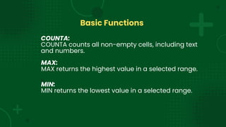 Microsoft Excel - Features and Functions. | PDF