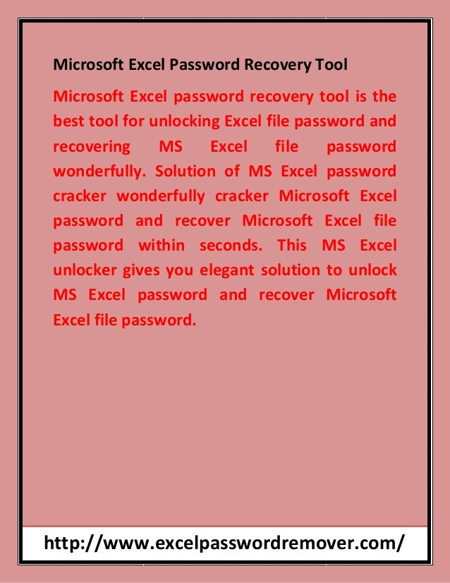 Microsoftexcelpasswordrecoverytool