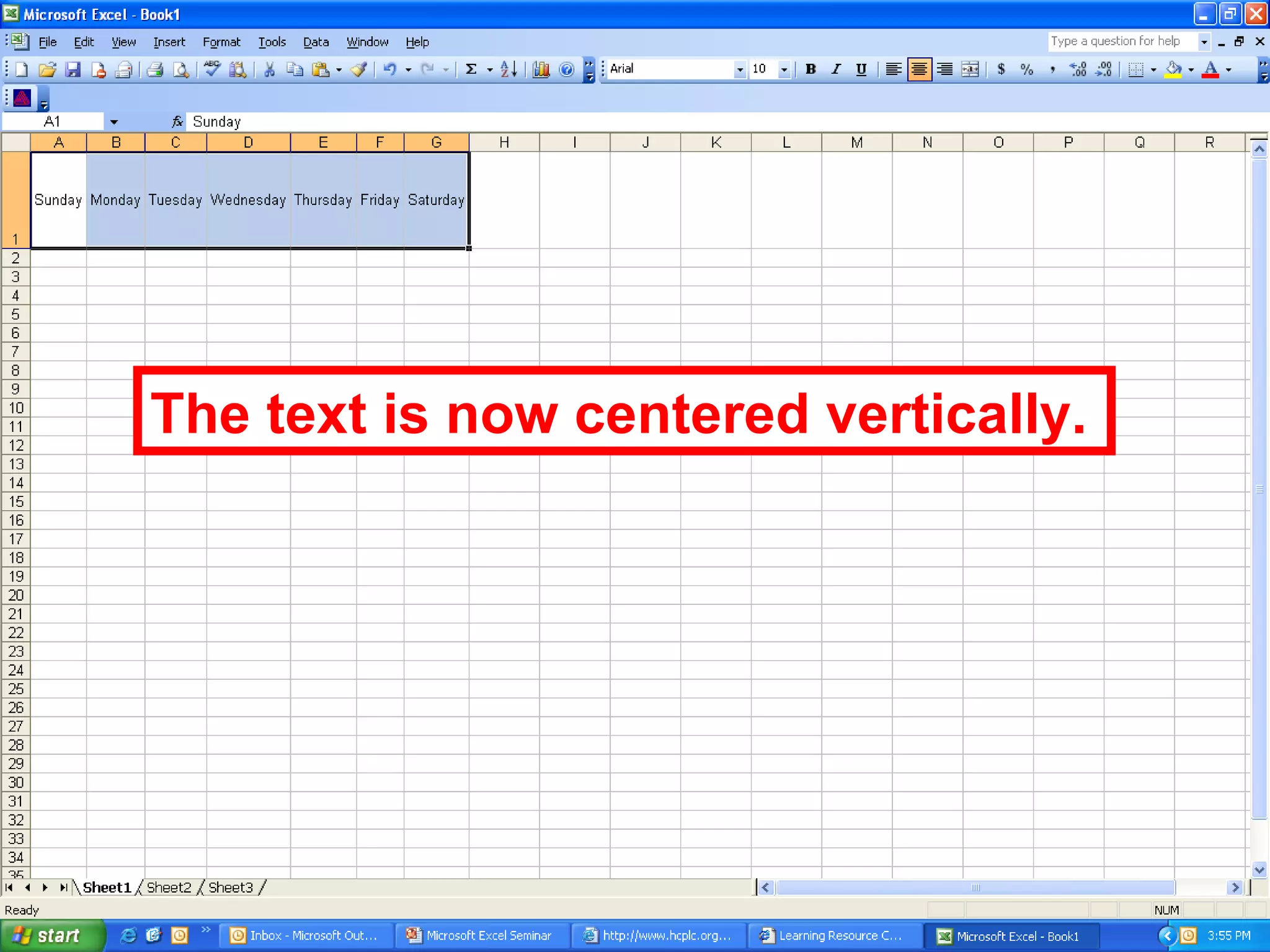 The text is now centered vertically. 