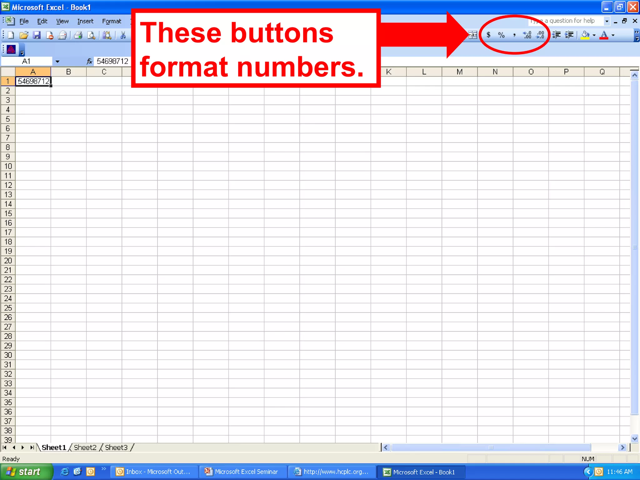 These buttons format numbers. 