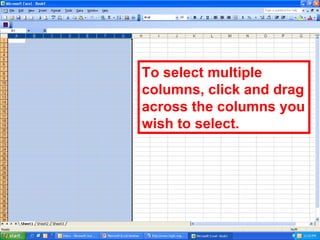 To select multiple columns, click and drag across the columns you wish to select. 