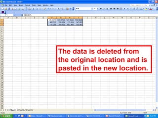 The data is deleted from the original location and is pasted in the new location. 