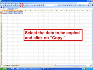 Select the data to be copied and click on “Copy.” 