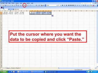 Put the cursor where you want the data to be copied and click “Paste.” 