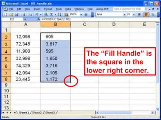 The “Fill Handle” is the square in the lower right corner. 