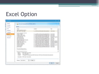 Excel Option
 