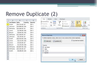 Remove Duplicate (2)
 