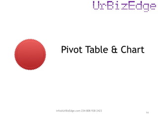 Pivot Table & Chart
14
info@UrBizEdge.com 234-808-938-2423
 