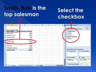 Select the
checkbox
Smith, Bob is the
top salesman
 