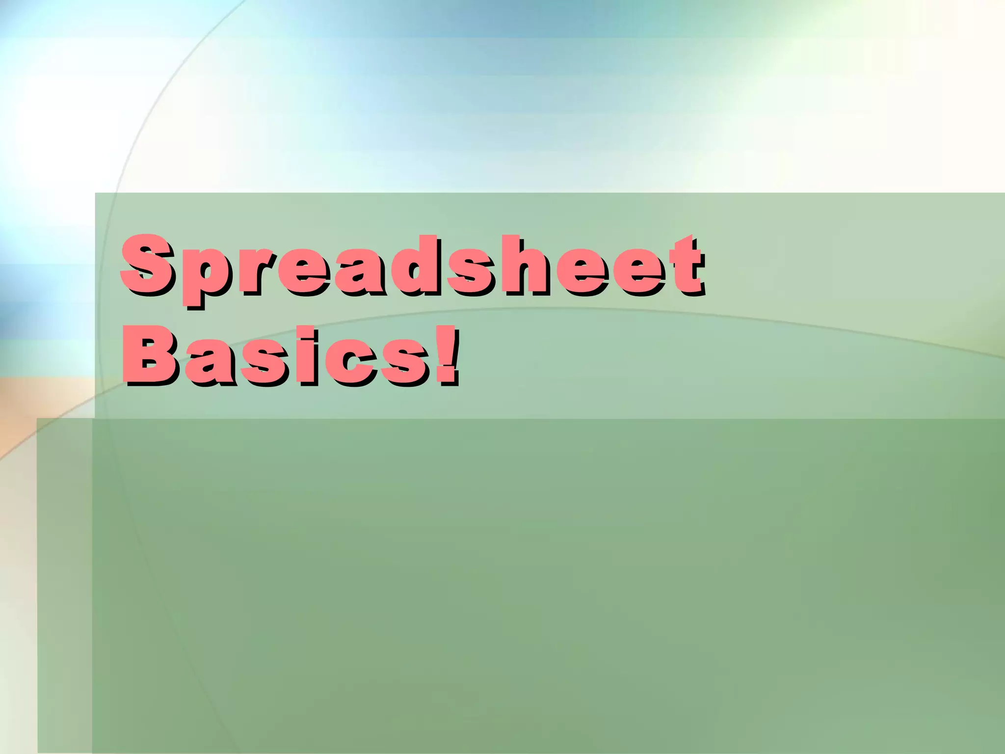 Spr eadsheet Basics! 