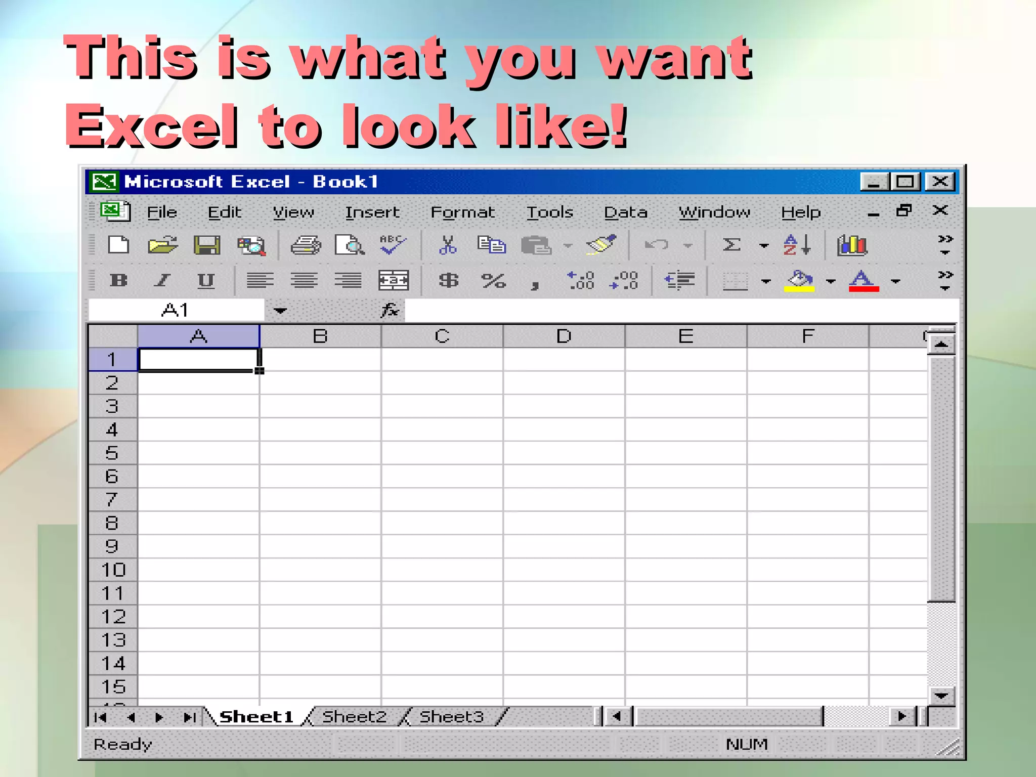 This is what you want Excel to look like! 