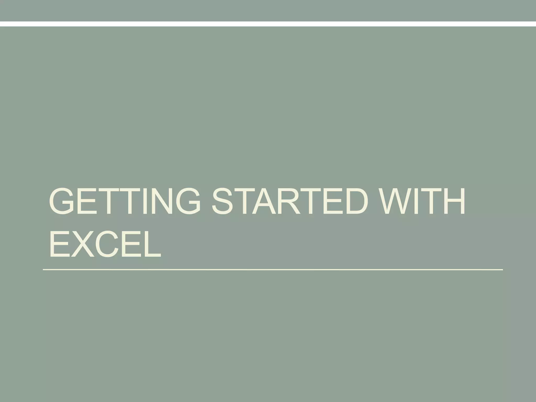 GETTING STARTED WITH
EXCEL
 