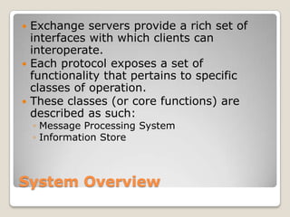 Microsoft Exchange Technology Overview | PPTX
