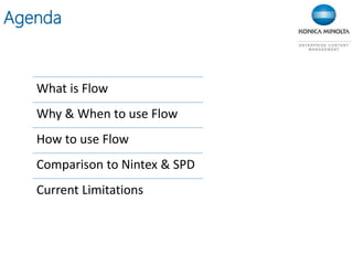 What is Flow
Why & When to use Flow
How to use Flow
Comparison to Nintex & SPD
Current Limitations
Agenda
 