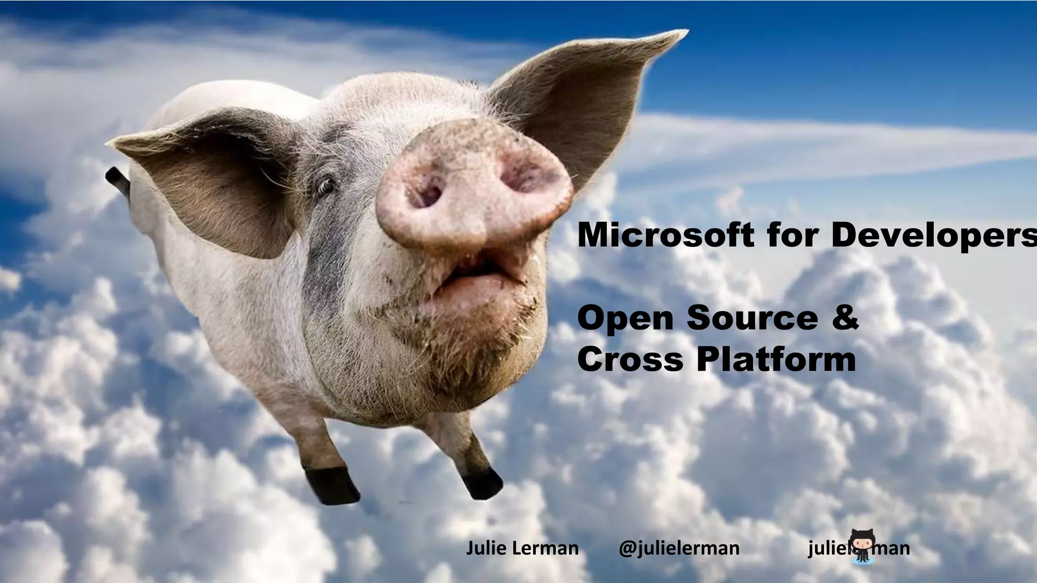 Julie Lerman @julielerman julielerman
Microsoft for Developers
Open Source &
Cross Platform