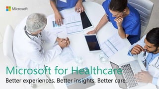 Microsoft for Healthcare
Better experiences. Better insights. Better care.
1
 