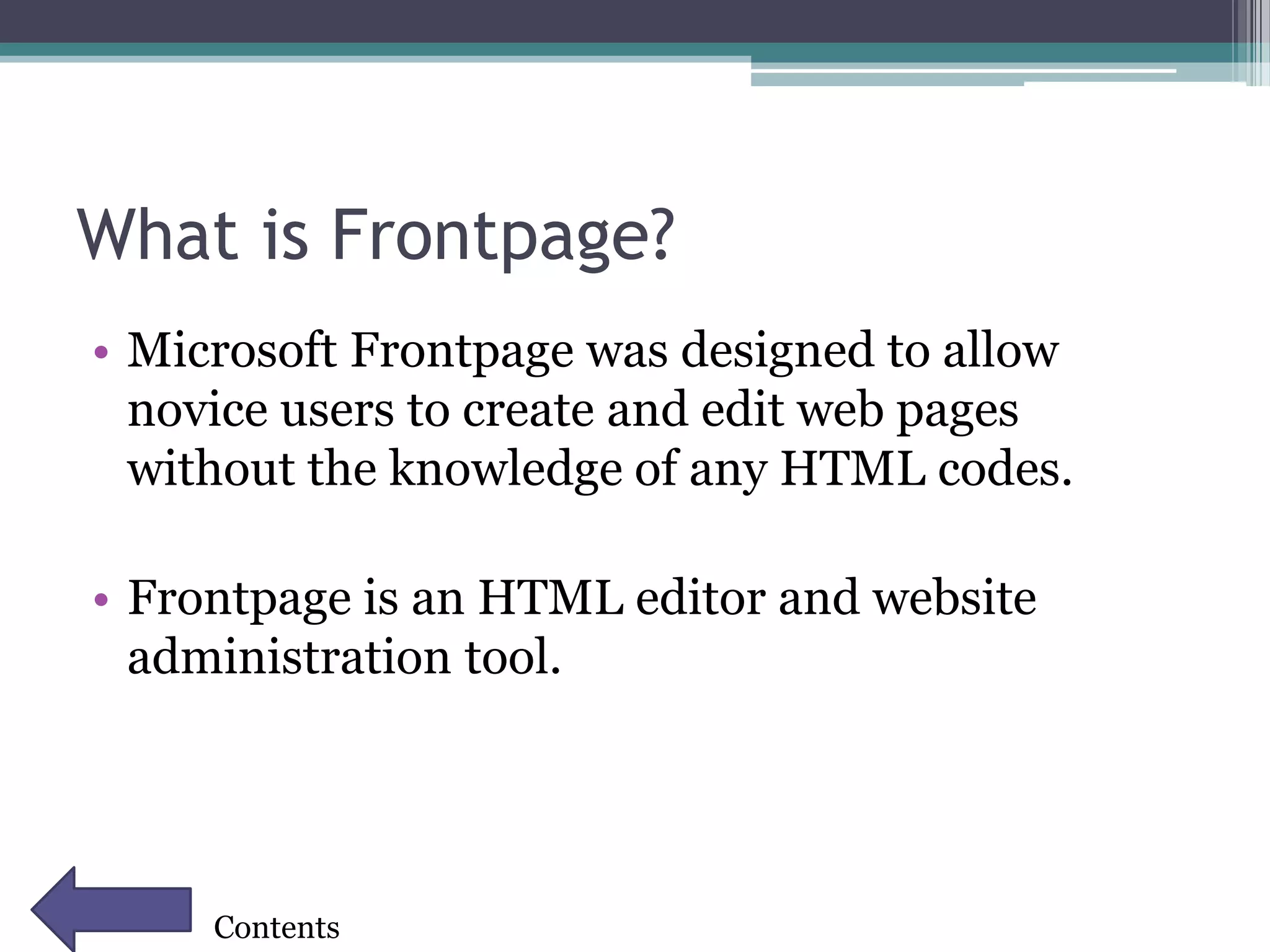 Microsoft FrontPage PPT | PPTX