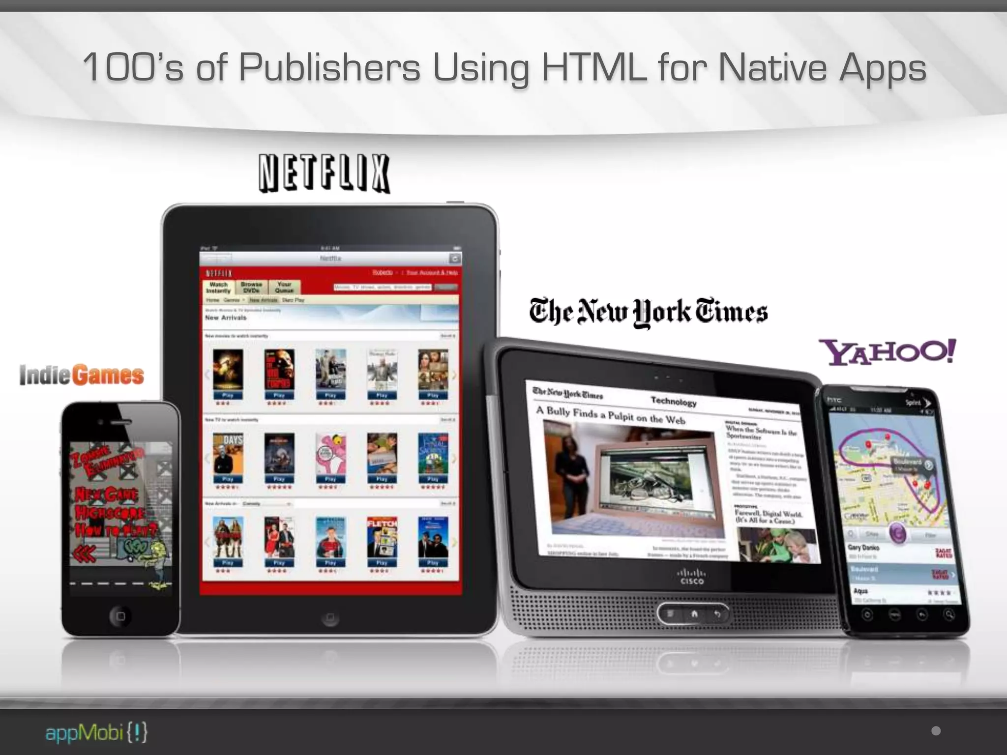 100’s of Publishers Using HTML for Native Apps
 