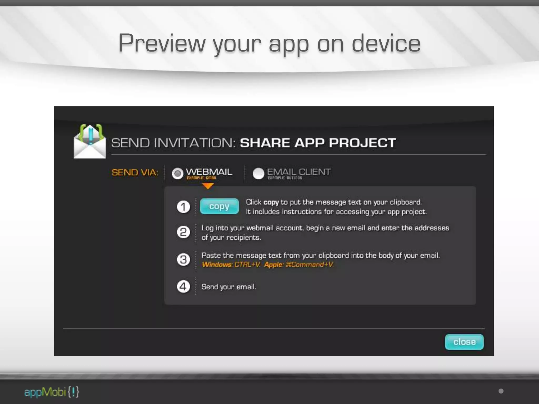 Preview your app on device
 
